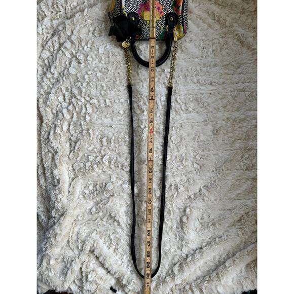 BETSY JOHNSON Mini Floral and Black White Polka Dot Satchel Crossbody Handbag - Picture 7 of 16